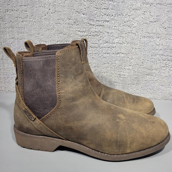Teva Shoes - Teva Ellery Women's Size US 11 Brown Leather Waterproof Chelsea Ankle Boots.